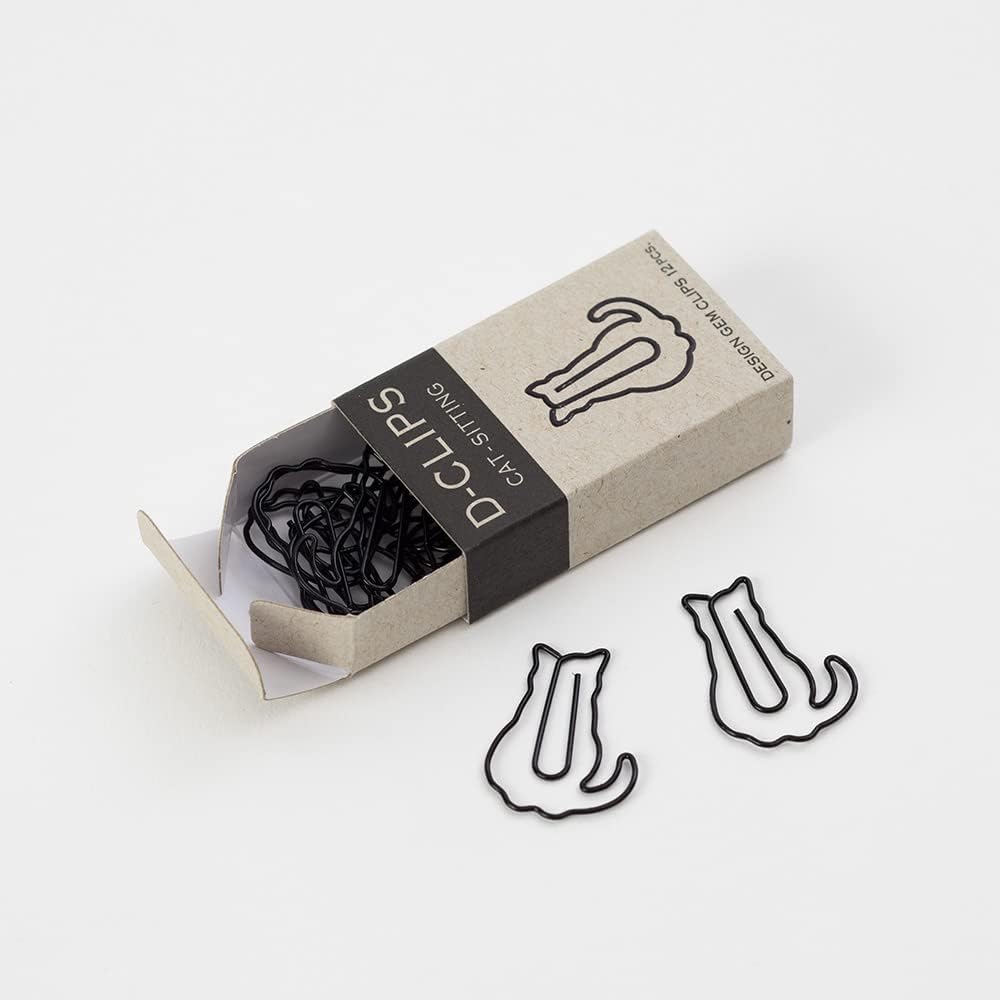 Midori Paper Clip, D-Clips Mini Box, Sitting Cat, 12 Pieces (43349006