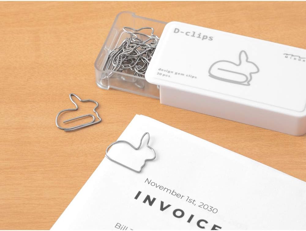 Midori D-clips rabbit paper clips (20 pieces) 43388-006