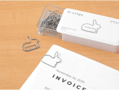 Midori D-clips rabbit paper clips (20 pieces) 43388-006