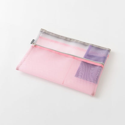 Midori 53354006 Multi Pouch, Pen & Tool Pouch, B5, Mesh, Pink