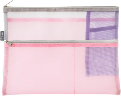 Midori 53354006 Multi Pouch, Pen & Tool Pouch, B5, Mesh, Pink