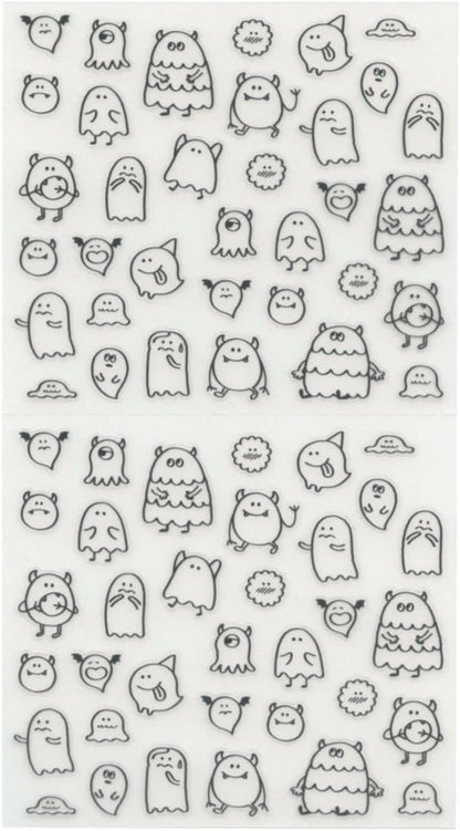 Midori Notebook Sticker, Monster Pattern, Plastic, Cartoon Style, Sticker Sheet, Blue, 140 Star Shaped Stickers