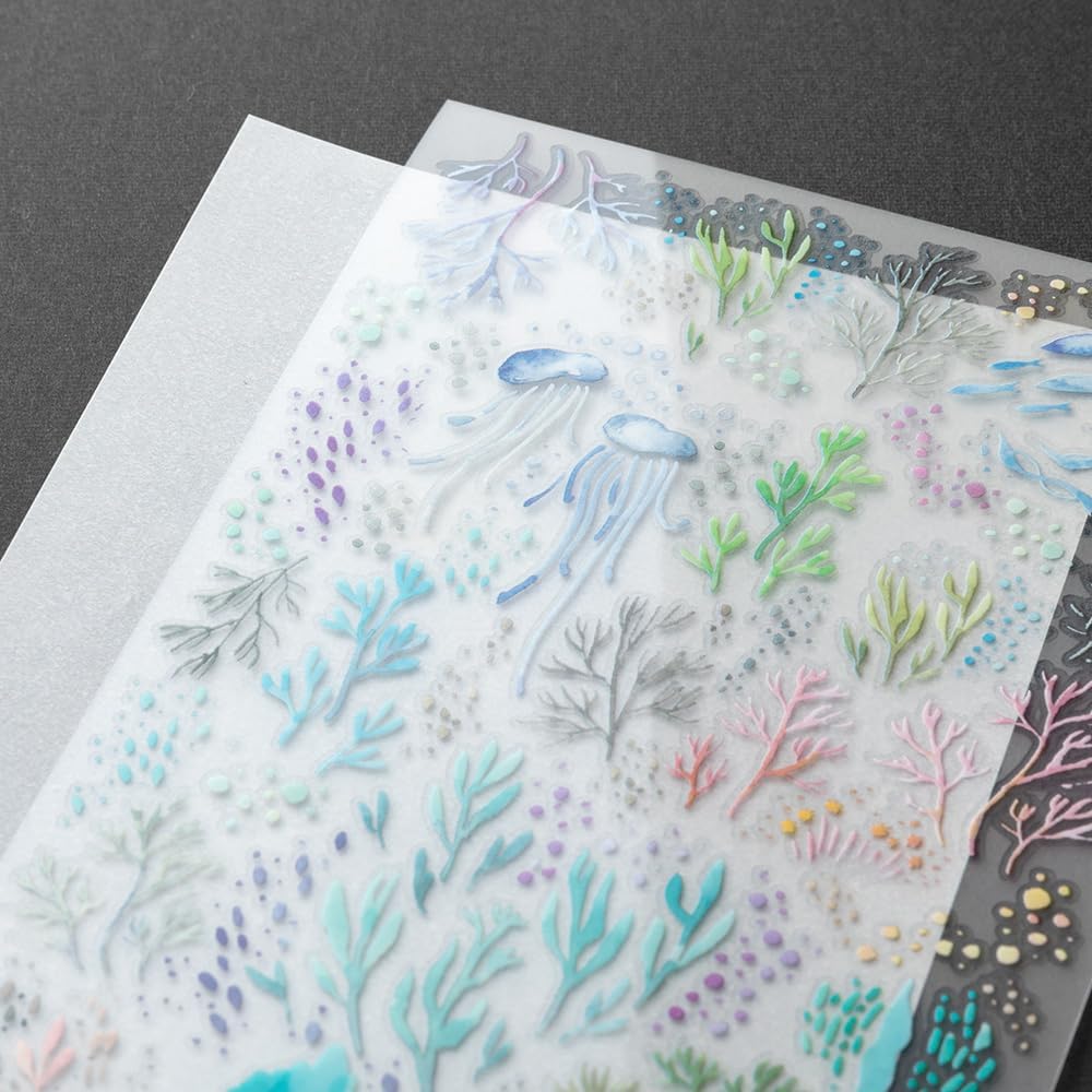 Midori 82636006 Sticker Decal Watercolor Sea Pattern