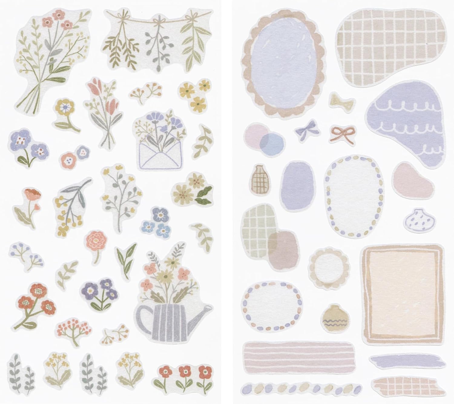 82639006 Peel and Stick Masking Stickers, 2 Pieces, Floral Pattern, Notebook, Decoration, Cute