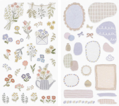 82639006 Peel and Stick Masking Stickers, 2 Pieces, Floral Pattern, Notebook, Decoration, Cute