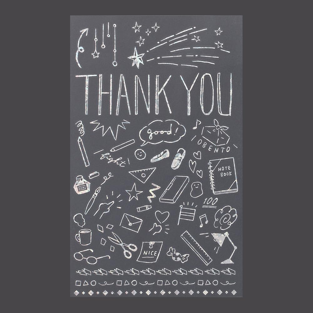 Midori 82650006 Sticker Decal Foil Thank You School Pattern