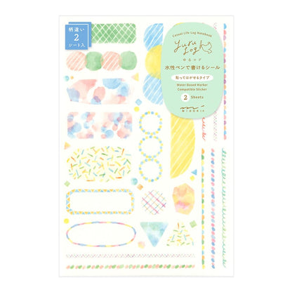 Watercolor Stickers 2 Sheets by Midori