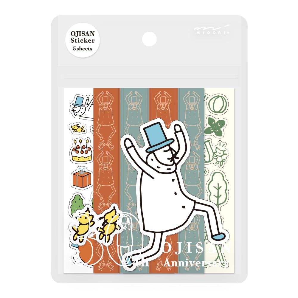 Midori 82692006 Sticker Decoration B Pattern Ojisan 30th Anniversary