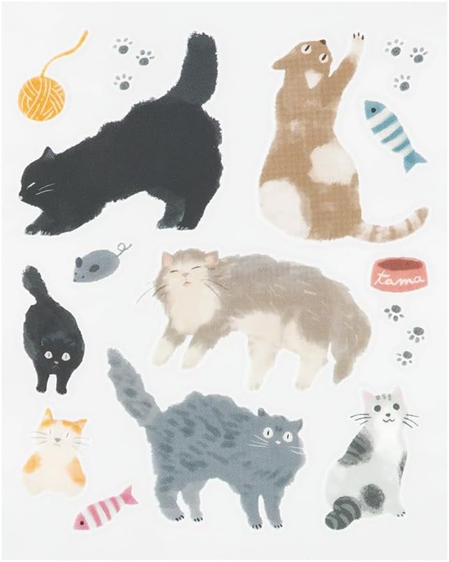 Midori 82700006 Sticker Decal Glossy Cat Pattern