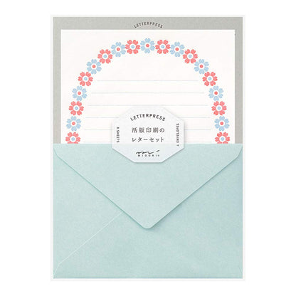 Letter Press, Blue Flower Frame
