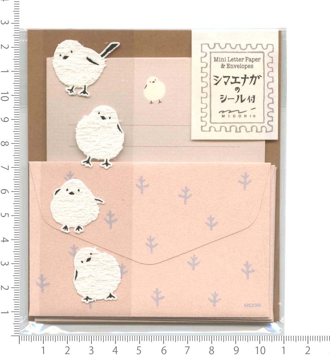 Midori 86514006 Mini Letter Set, Fluffy Animals, Stickers Included, Rabbit Pattern A, Cute