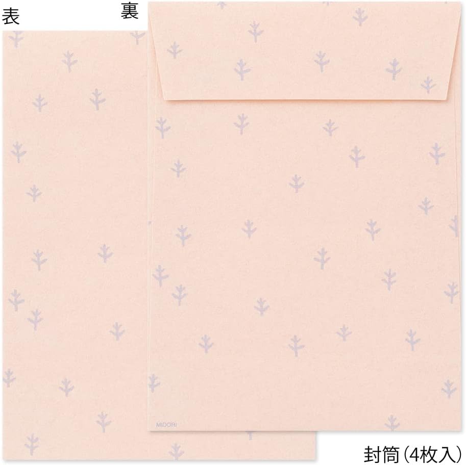 Midori 86637006 Letter Set with Stickers, 12 Stationery Notes, 4 Envelopes, Shimaenaga Pattern A