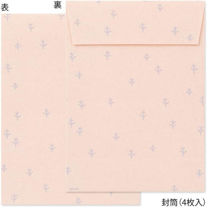 Midori 86637006 Letter Set with Stickers, 12 Stationery Notes, 4 Envelopes, Shimaenaga Pattern A