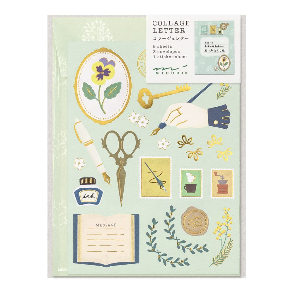 Midori 86923006 Letter Set, Collage, Stationery Pattern