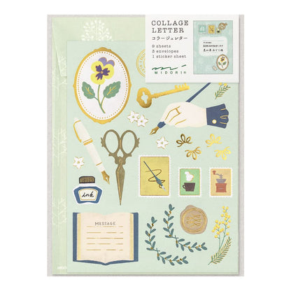 Midori 86923006 Letter Set, Collage, Stationery Pattern