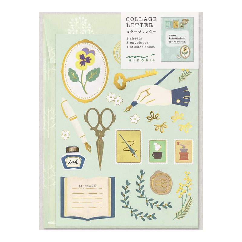 Midori 86923006 Letter Set, Collage, Stationery Pattern