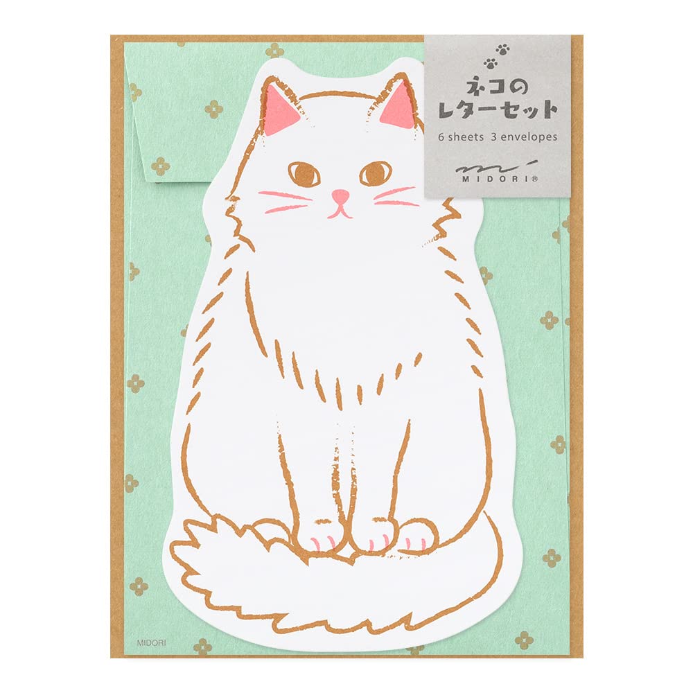 DESIGNPHIL 86924006 Midori Letter Set, Die Cut, Cat Pattern