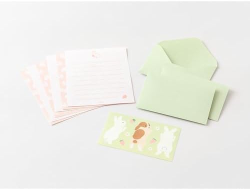 Midori 86934006 Mini Letter Set, 934 with Stickers, Rabbit Pattern