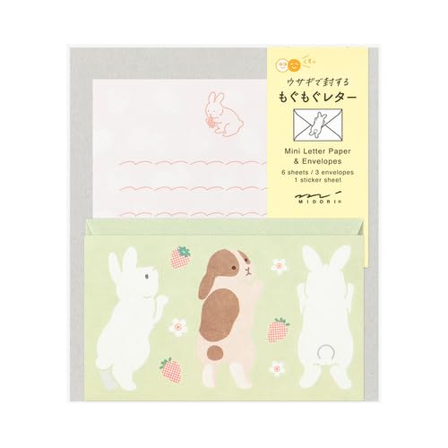 Midori 86934006 Mini Letter Set, 934 with Stickers, Rabbit Pattern