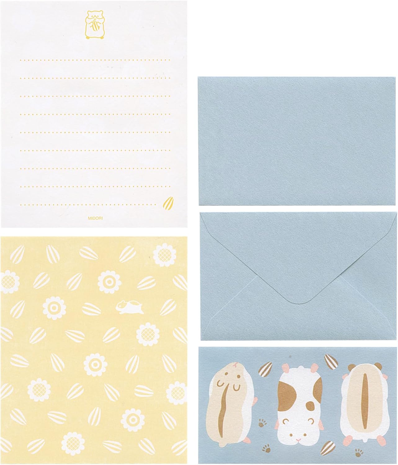Midori 86935006 Mini Letter Set, 935, with Stickers, Mogumogu, Hamster Pattern