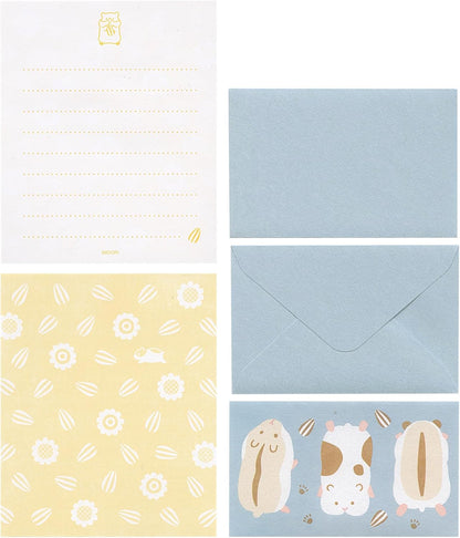 Midori 86935006 Mini Letter Set, 935, with Stickers, Mogumogu, Hamster Pattern