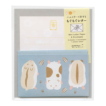 Midori 86935006 Mini Letter Set, 935, with Stickers, Mogumogu, Hamster Pattern