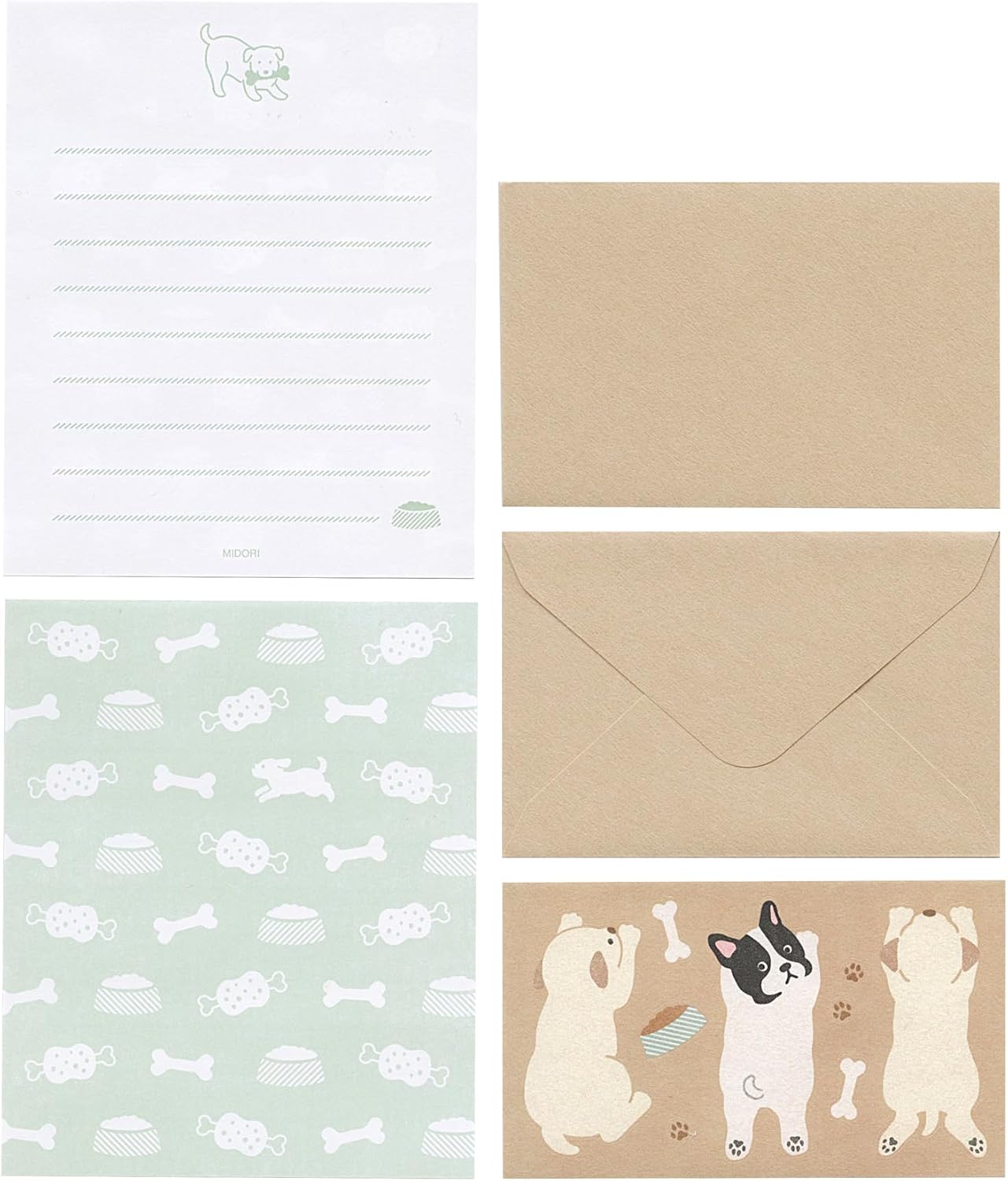 Midori 86936006 Mini Letter Set, 936 with Stickers, Dog Pattern