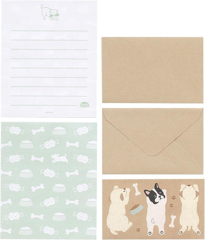Midori 86936006 Mini Letter Set, 936 with Stickers, Dog Pattern