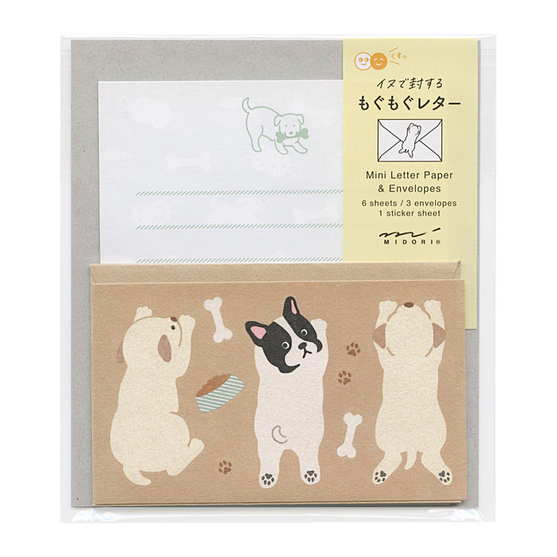 Midori 86936006 Mini Letter Set, 936 with Stickers, Dog Pattern