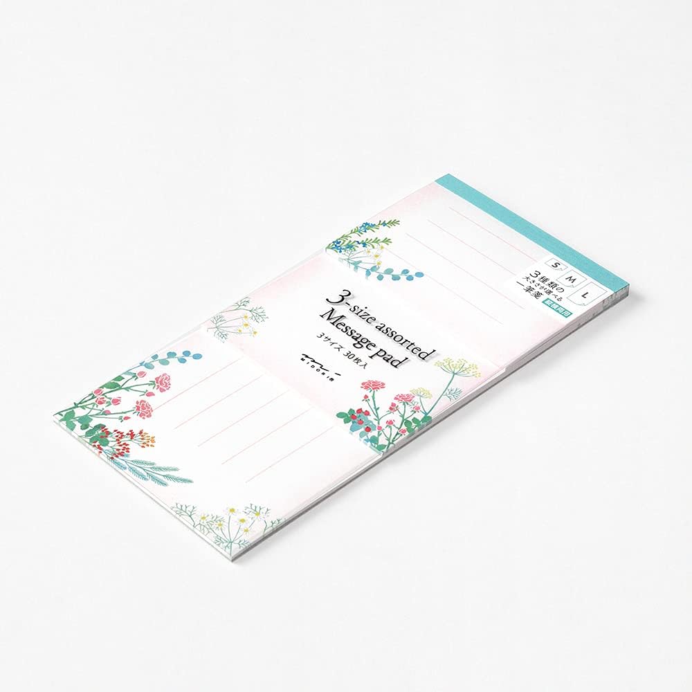 Midori 89517006 Single Writing Notes, 3 Sizes, Bouquet Pattern, 30 Sheets