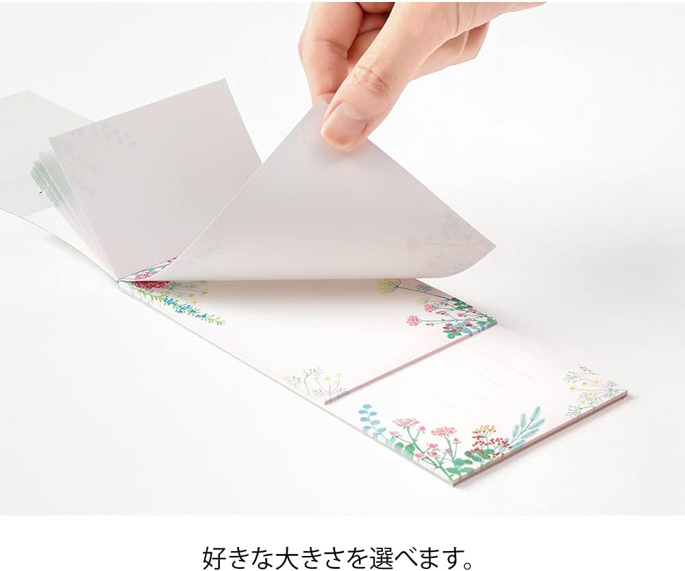 Midori 89517006 Single Writing Notes, 3 Sizes, Bouquet Pattern, 30 Sheets