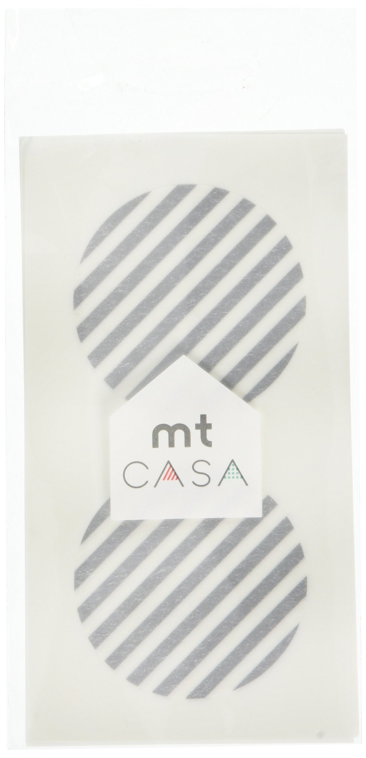 MT CASA 50 mm Seal Circle Sticker - Stripe Silver (Pack of 10