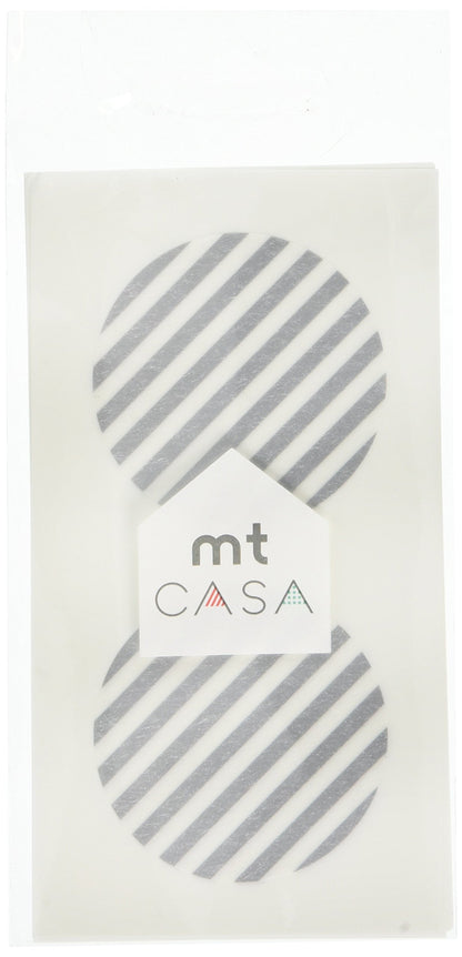 MT CASA 50 mm Seal Circle Sticker - Stripe Silver (Pack of 10