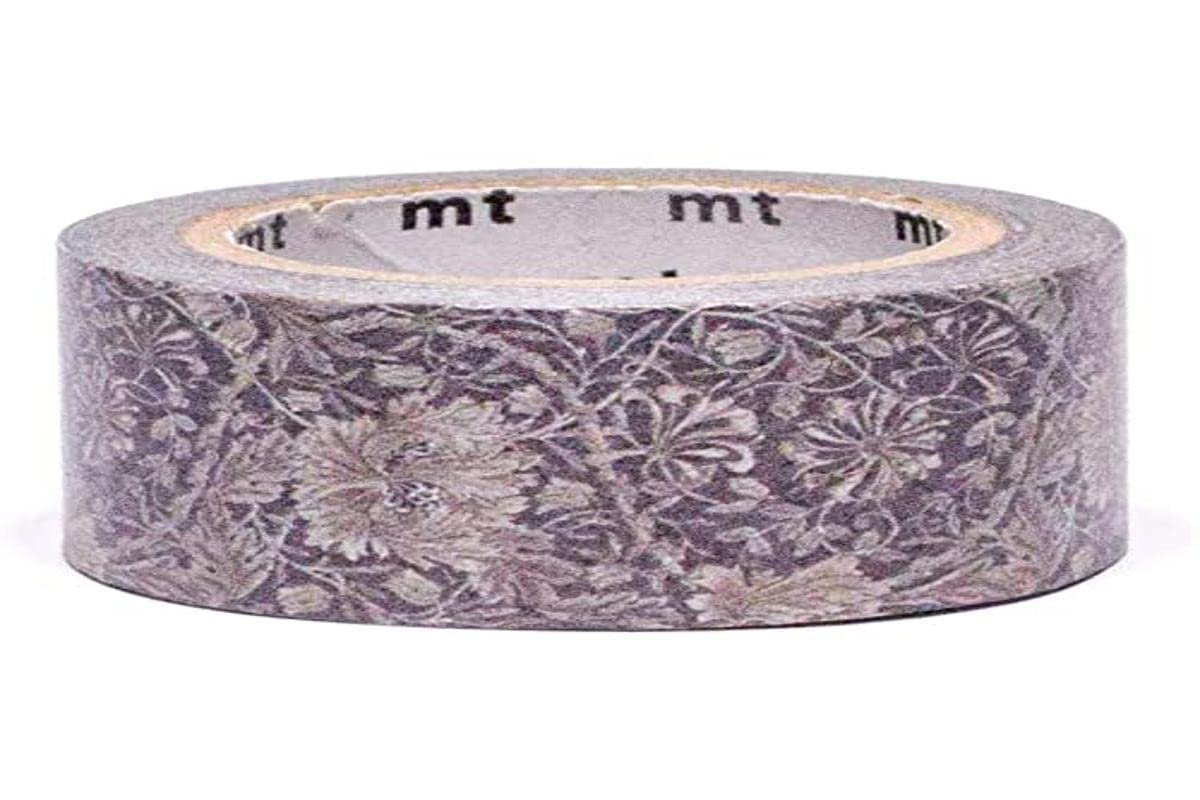 MT William Morris Pure Kamperfoelie & Tullip Zwarte Inkt Maskeertape 2,0 cm breed 7 m lang