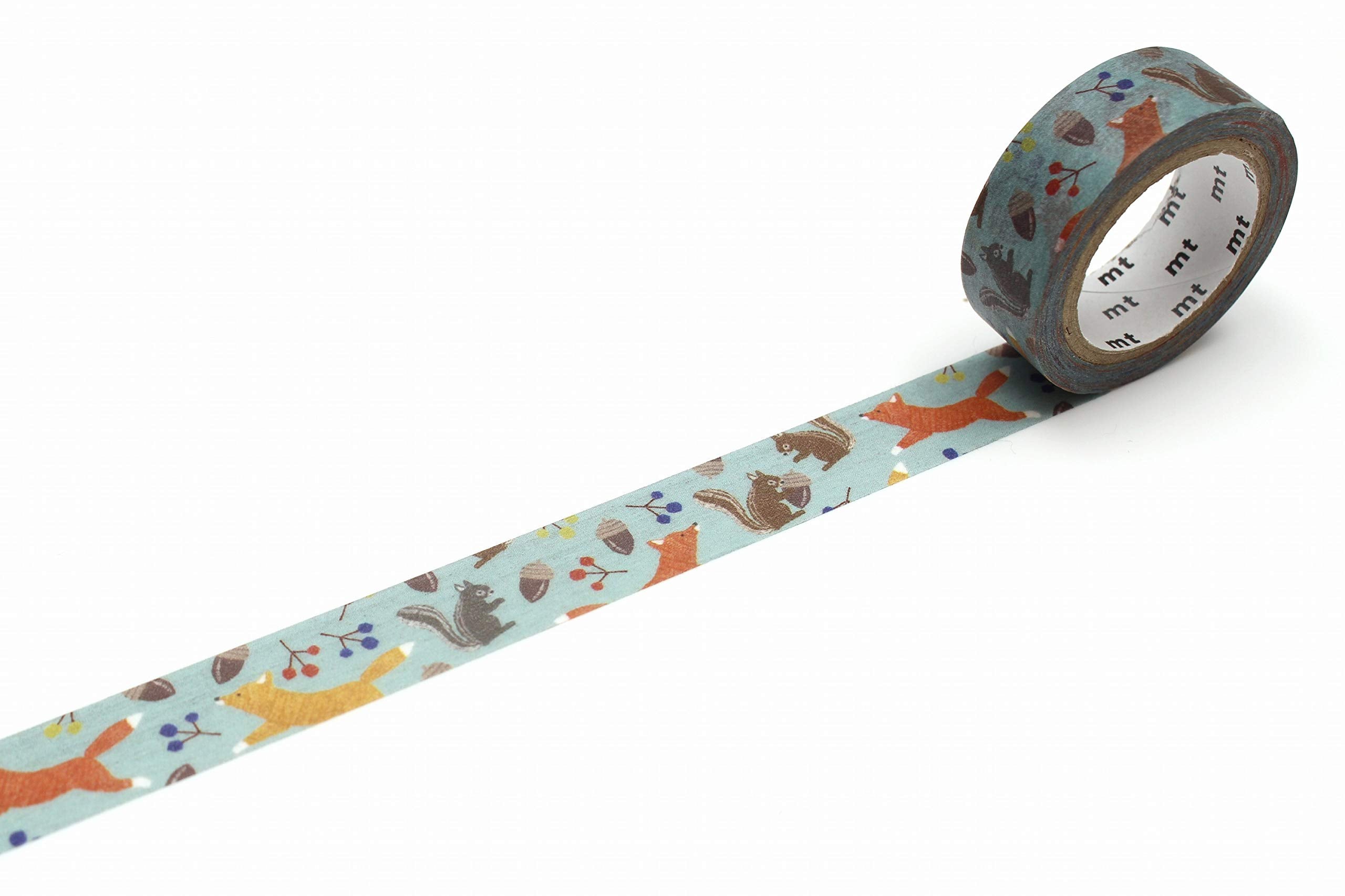 MT ex 'Embroidery Fox and Squirrel' Washi Masking Tape 15mm x 7m - 1 roll