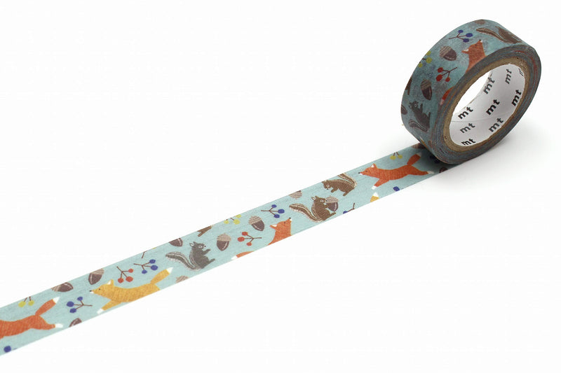 MT ex 'Embroidery Fox and Squirrel' Washi Masking Tape 15mm x 7m - 1 roll