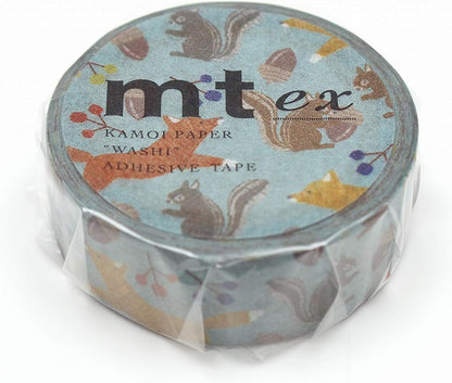 MT ex 'Embroidery Fox and Squirrel' Washi Masking Tape 15mm x 7m - 1 roll