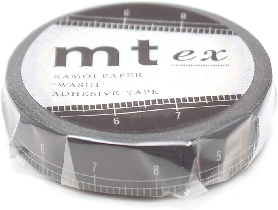 MT ex Washi Masking Tape 10mm x 7m - Black Ruler