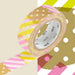 Masking Tape Polka Dot Stripe Decorative Tape - Pink and Yellow - 1.5cm x 7m