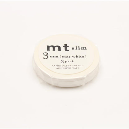 MT Masking Tape Slim Set of 3 Rolls Washi Tape 3mm x 7m White Matt White