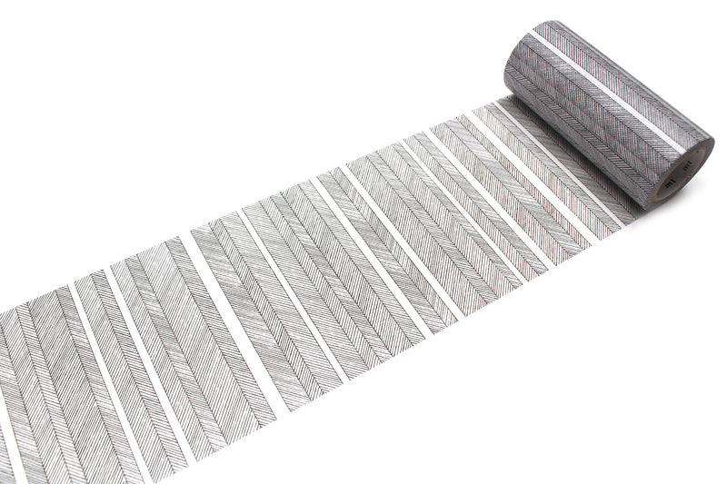 MT Tapes Stripe Script Border Monochrome Washi Masking Tape 100mm - 1 Roll