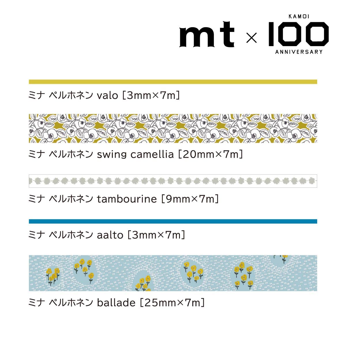 Kamoi Processing Paper Mt Masking Tape 100th Anniversary Mina Perhonen Set (MTMINAST1
