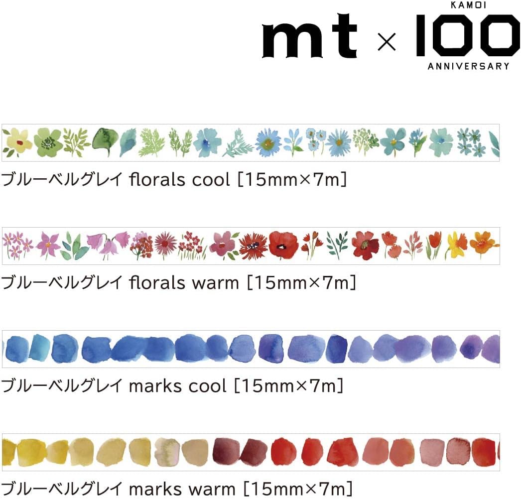 Kamoi Processing Paper Mt Masking Tape 100th Birthday Bluebellgrey Set (MTBLUEST1