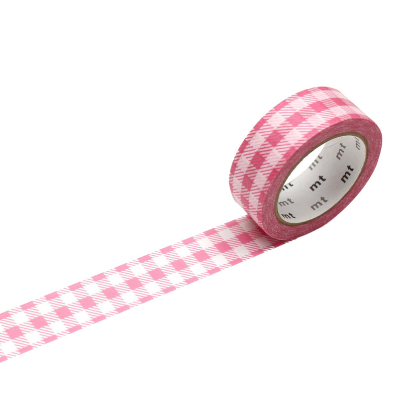 MT Patterns Washi Paper Masking Tape : 3/5 in. x 23 ft. (Stripe Checkered Pink
