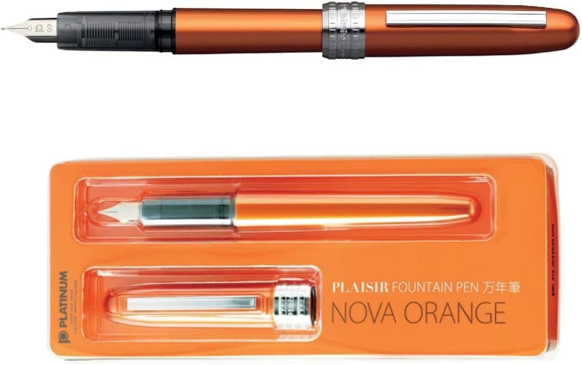 PLATINUM Plaisir PGB-1000#25 Fountain Pen/Nib Thicknesses: Fine/Colour: Nova Orange/Handmade/Plastic Packaging/Fountain Pen
