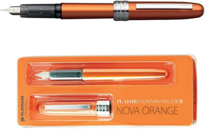 PLATINUM Plaisir PGB-1000#25 Fountain Pen/Nib Thicknesses: Fine/Colour: Nova Orange/Handmade/Plastic Packaging/Fountain Pen