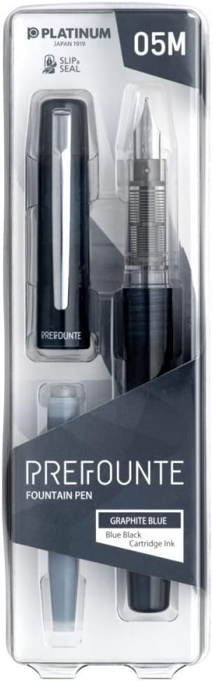 PLATINUM Prefounte Medium Fountain Pen - Graphite Blue, STPLAPREGB