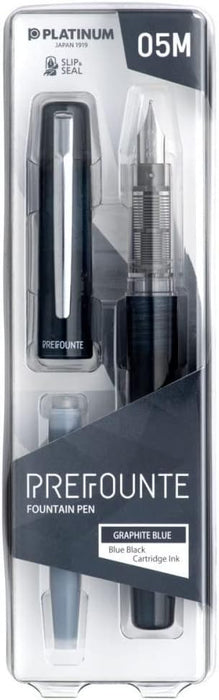 PLATINUM Prefounte Medium Fountain Pen - Graphite Blue, STPLAPREGB