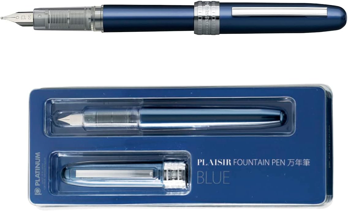 PLATINUM Plaisir PGB-1000#56 Fountain Pen/Nib Thicknesses: M Medium Medium/Colour: Blue/Blue/Blue/Handmade/Plastic Packaging/Fountain Pen