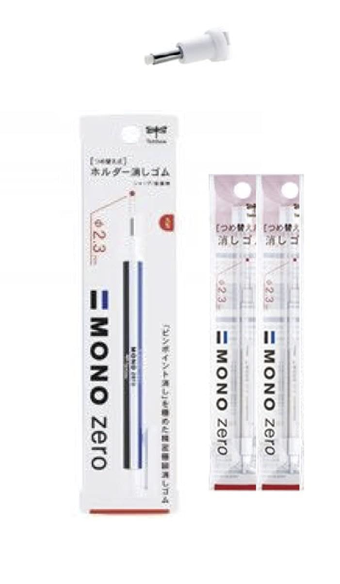 Tombow Mono Eraser Set - Zero Round Tip Eraser With Refills (Pack of 2) - White